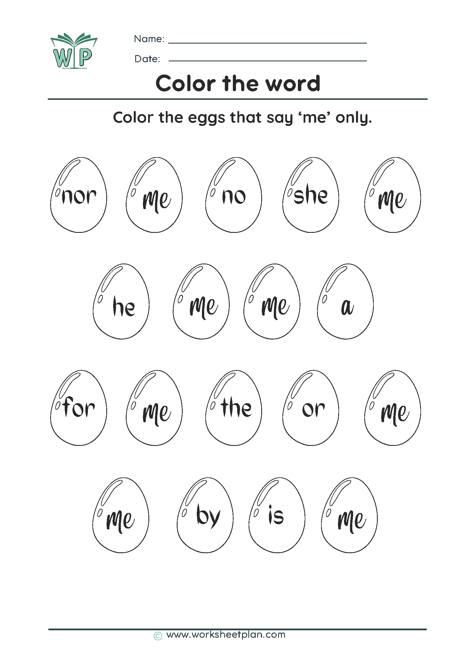 Color the Words » Worksheet Plan