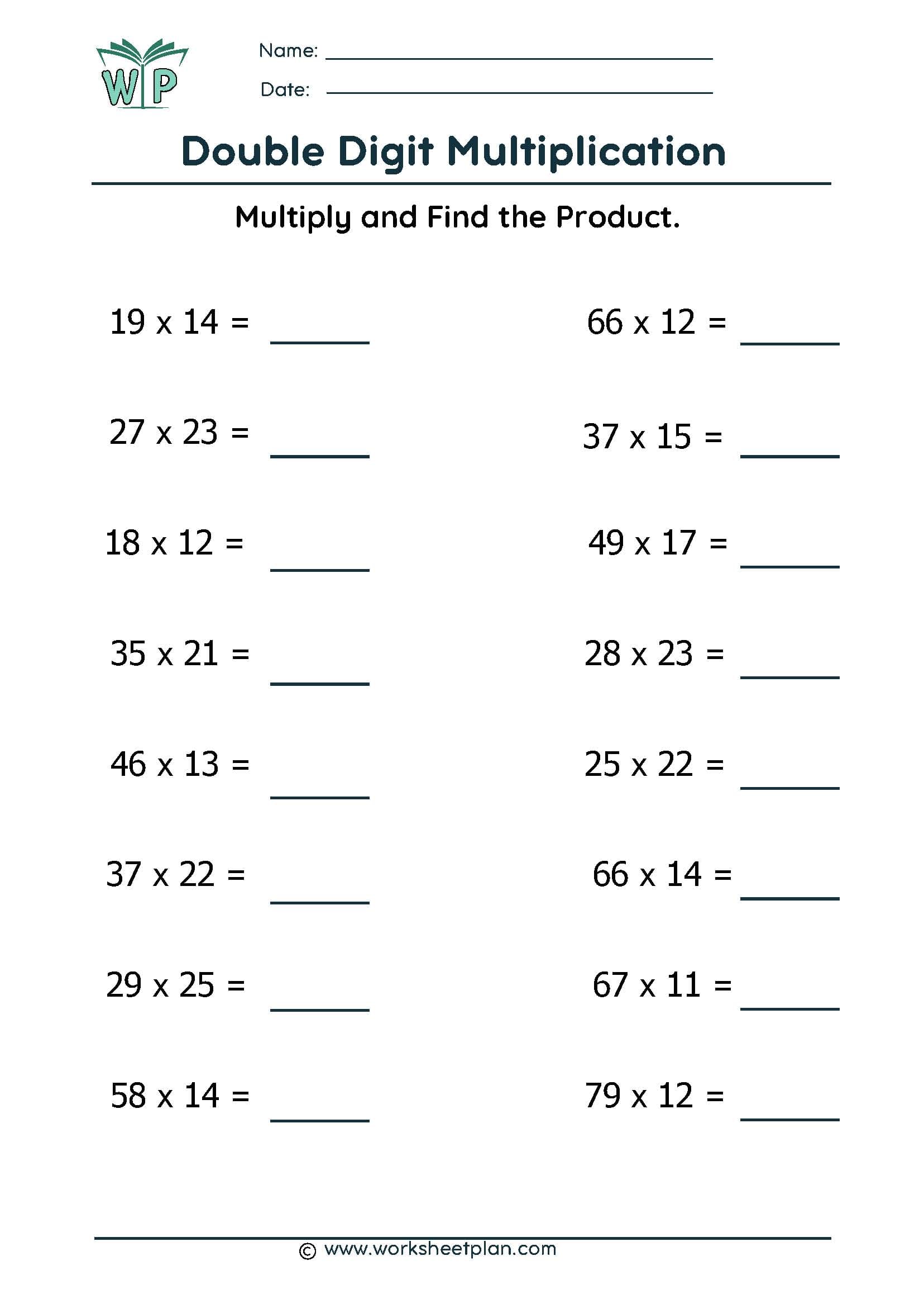 Double digit » Worksheet Plan