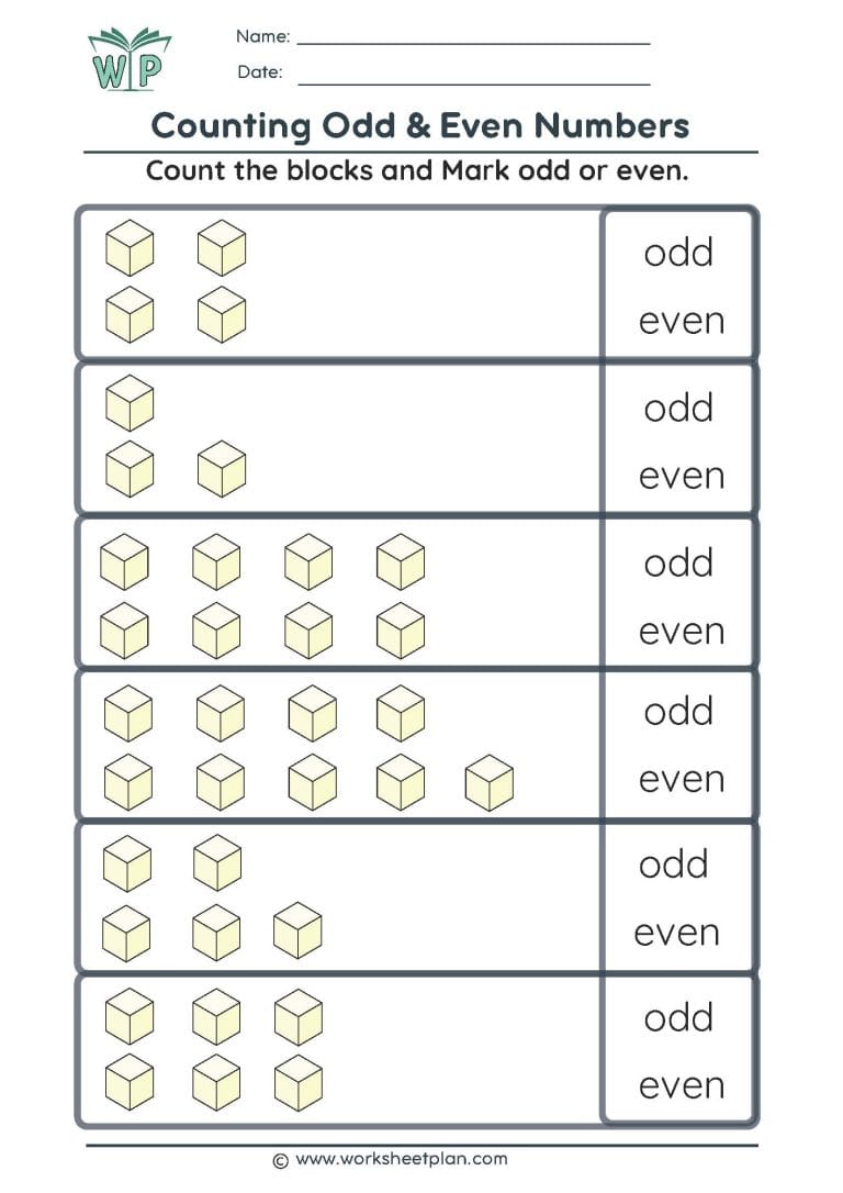 Counting Odd and Even Worksheets » Worksheet Plan